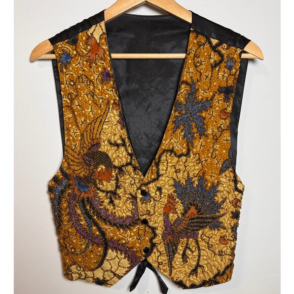 Vintage Kenar Gold Beaded Bird Vest No Tag. - Picture 1 of 4